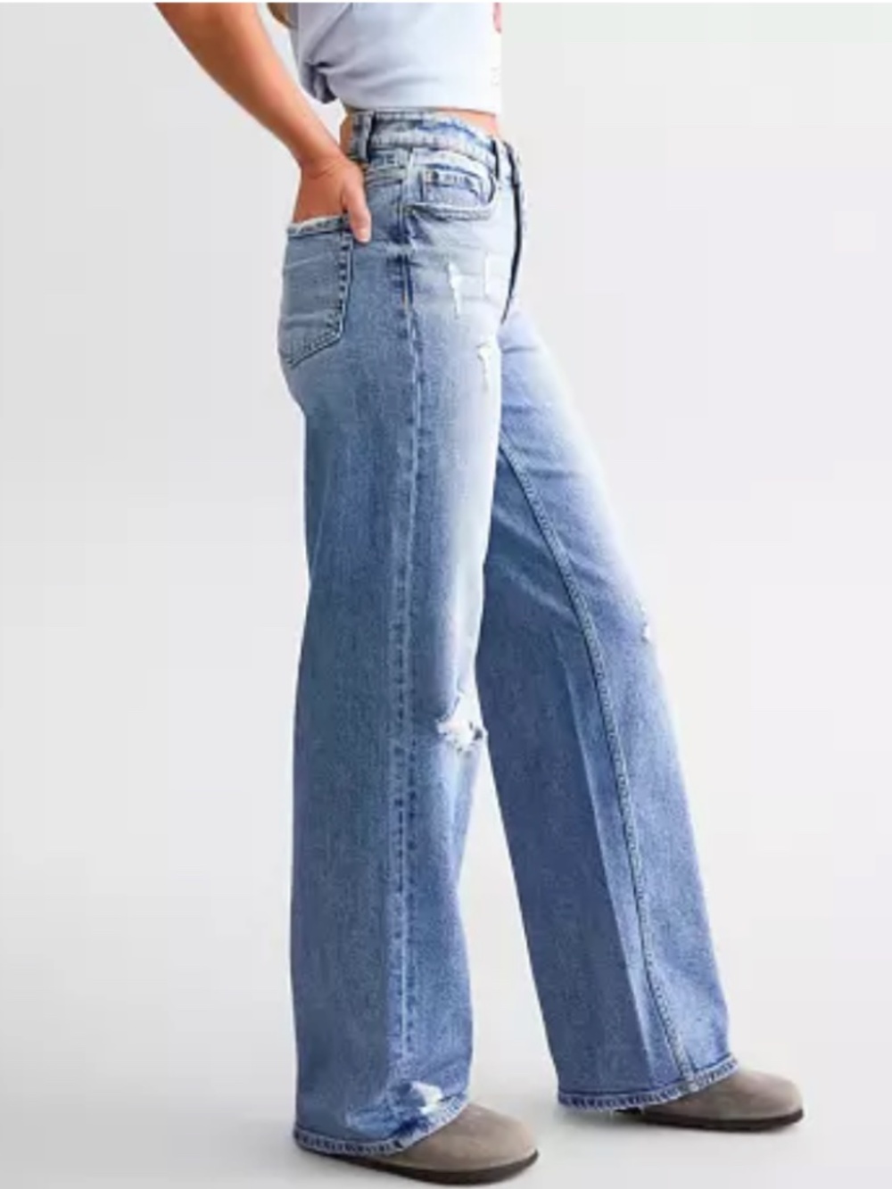 BKE Billie Wide Leg Stretch Jeans Women's 27/34 High Rise Distressed Clevenger - Picture 14 of 15